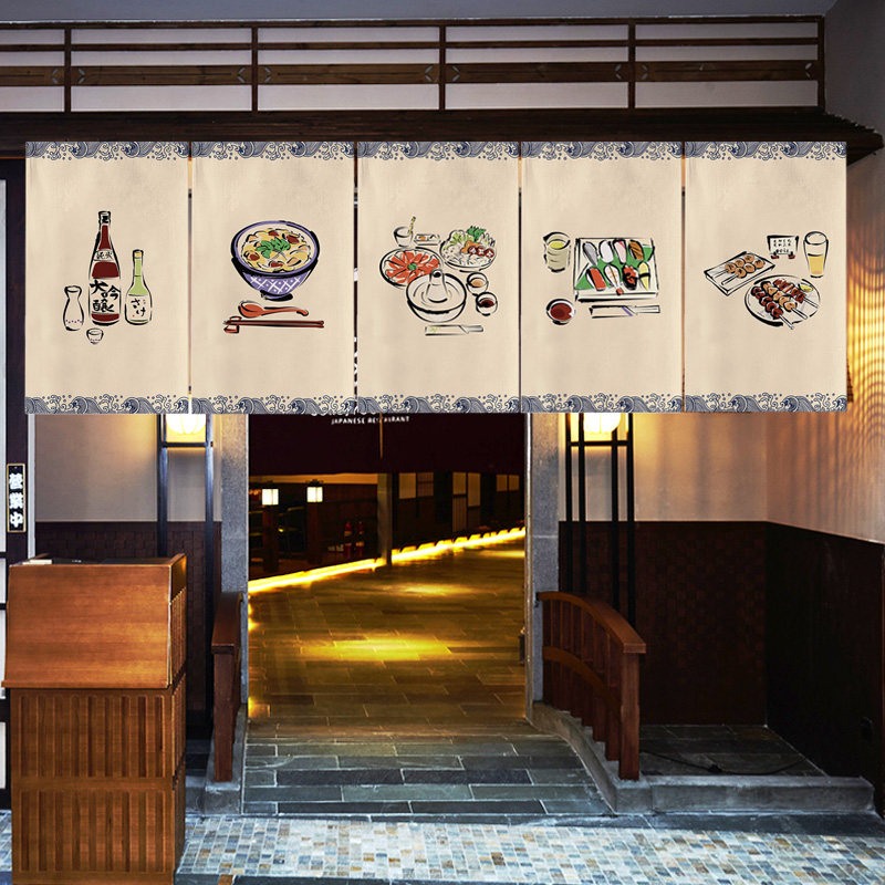 Commercial Kitchen Canopy - VIKAMA Traditional Noren Curtain Japanese Half