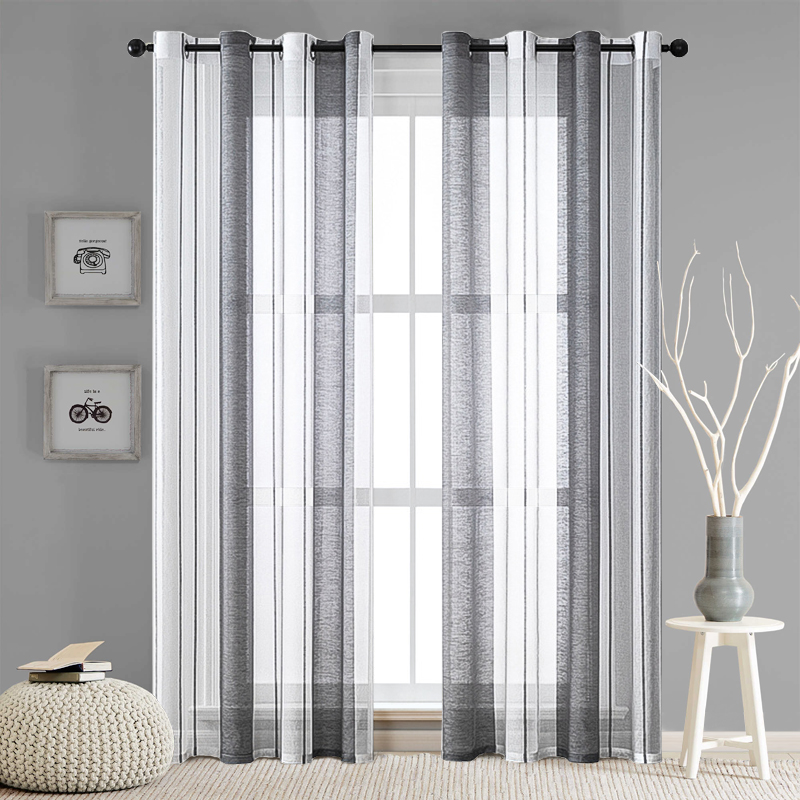Commercial Kitchen Canopy - Broad Striped Sheer Curtains for Bedroom