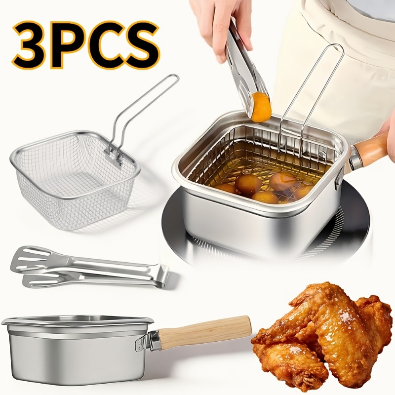 Commercial Kitchen Pots And Pans - Stainless steel square deep frying pan
