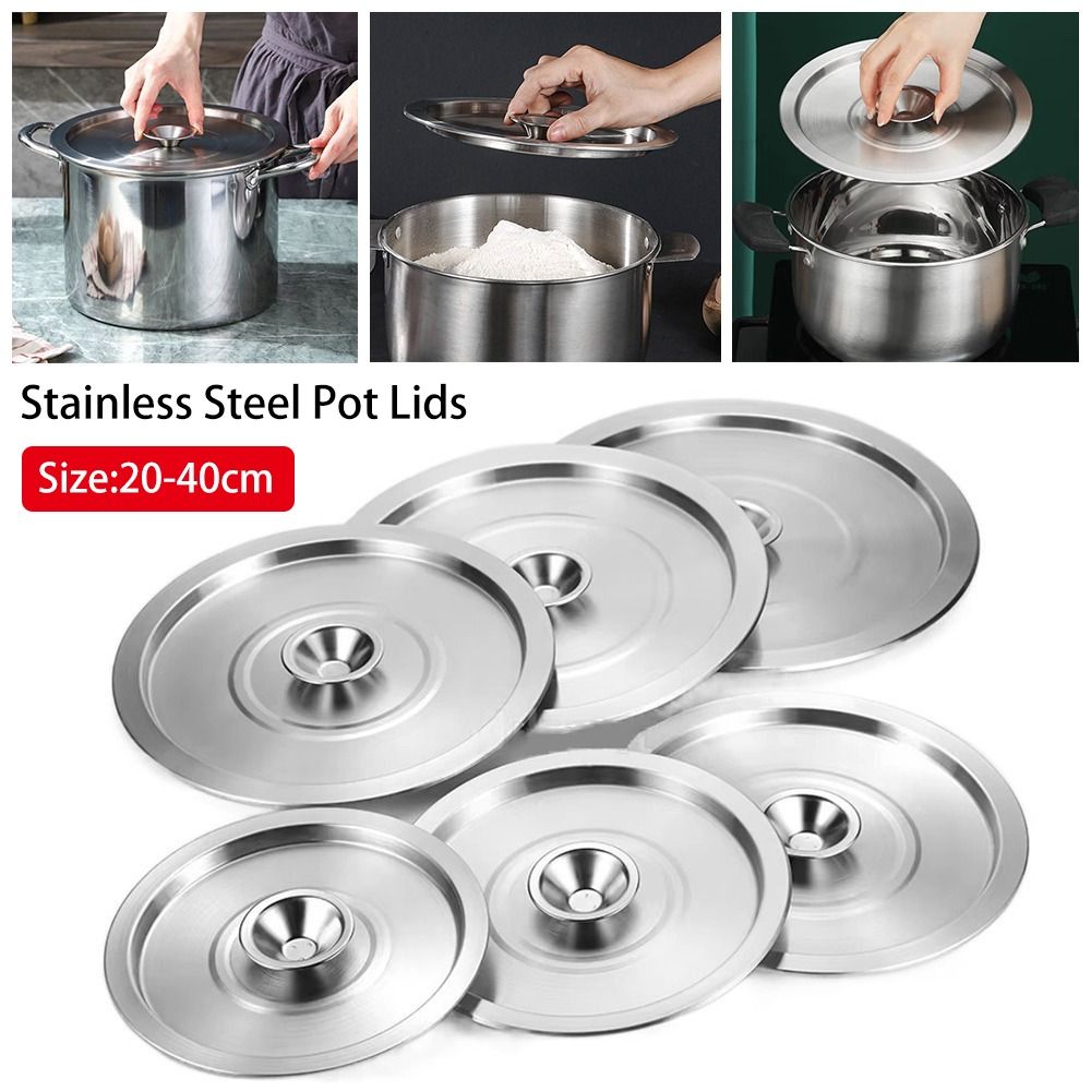 Commercial Kitchen Pots And Pans - 20-40cm Stainless Steel Pot Lids Universal
