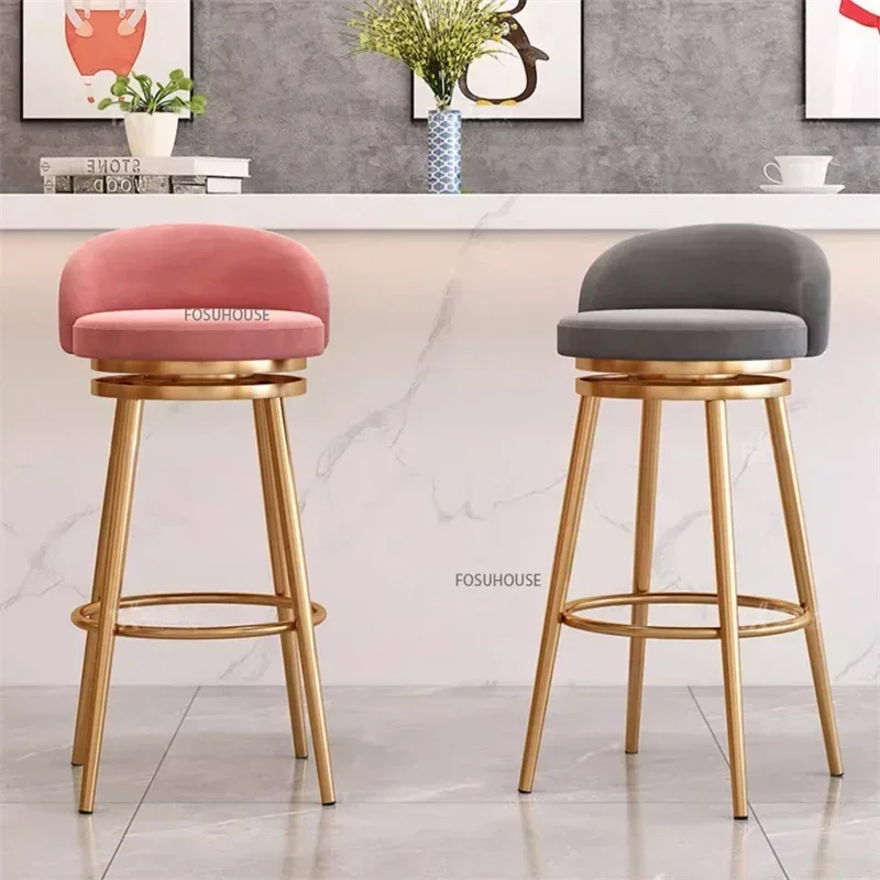 Commercial Kitchen Counter - Nordic Light Luxury Velvet Bar Chair,