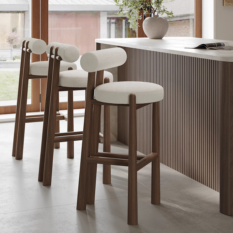 Modern Wood Backrest Bar Chair - Commercial Kitchen Counter 评论和价格