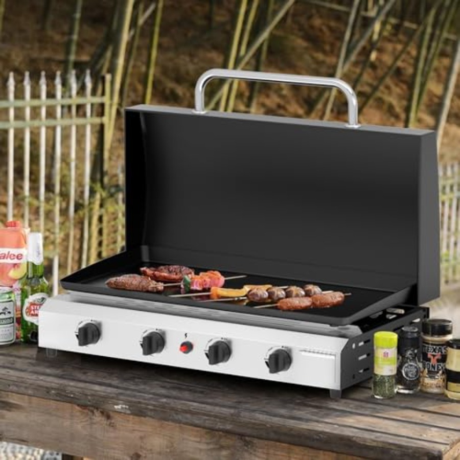 4 Burner Gas Griddle with Lid- - Electric Griddle Flat Top 评论和价格