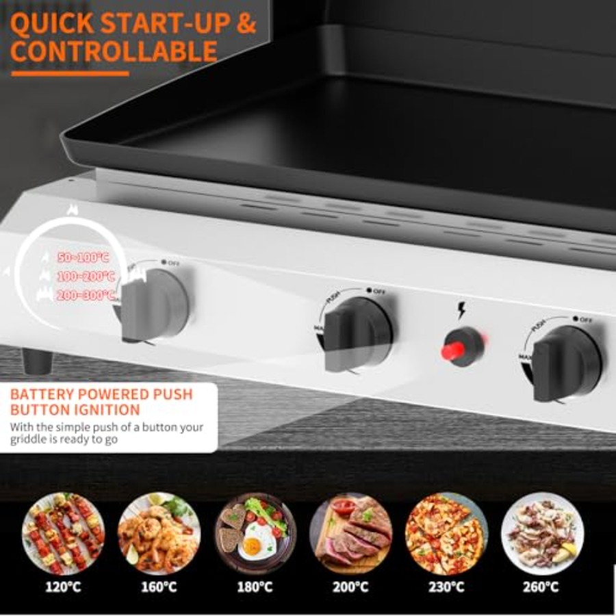 4 Burner Gas Griddle with Lid- - Electric Griddle Flat Top 评论和价格