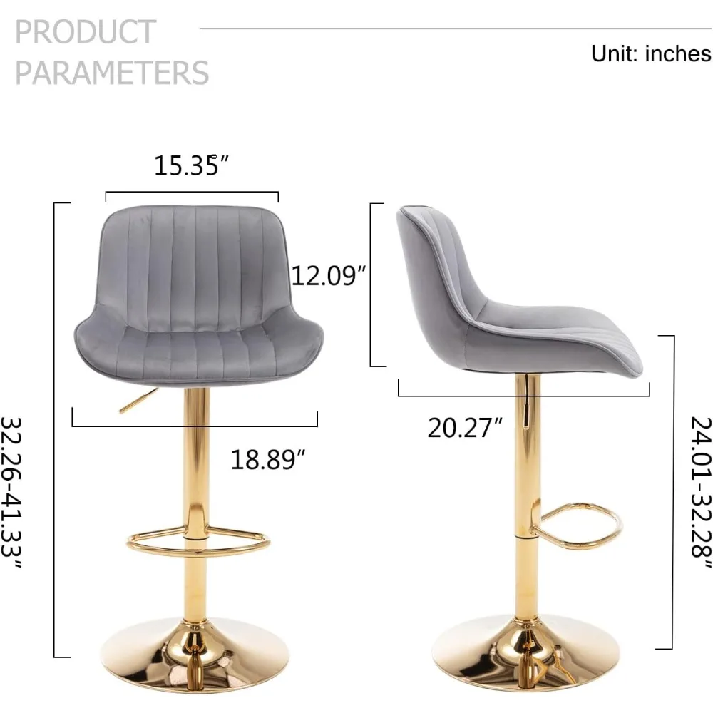 Modern Gold Velvet Bar Stools  - Commercial Kitchen Counter 评论和价格