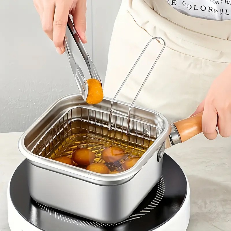 Stainless steel square deep fr - Commercial Kitchen Pots And Pans 评论和价格
