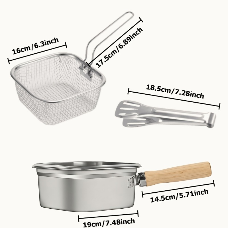 Stainless steel square deep fr - Commercial Kitchen Pots And Pans 评论和价格