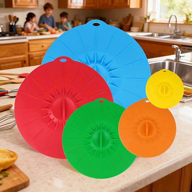 5-Piece Silicone Lids, Heat-Re - Commercial Kitchen Pots And Pans 评论和价格