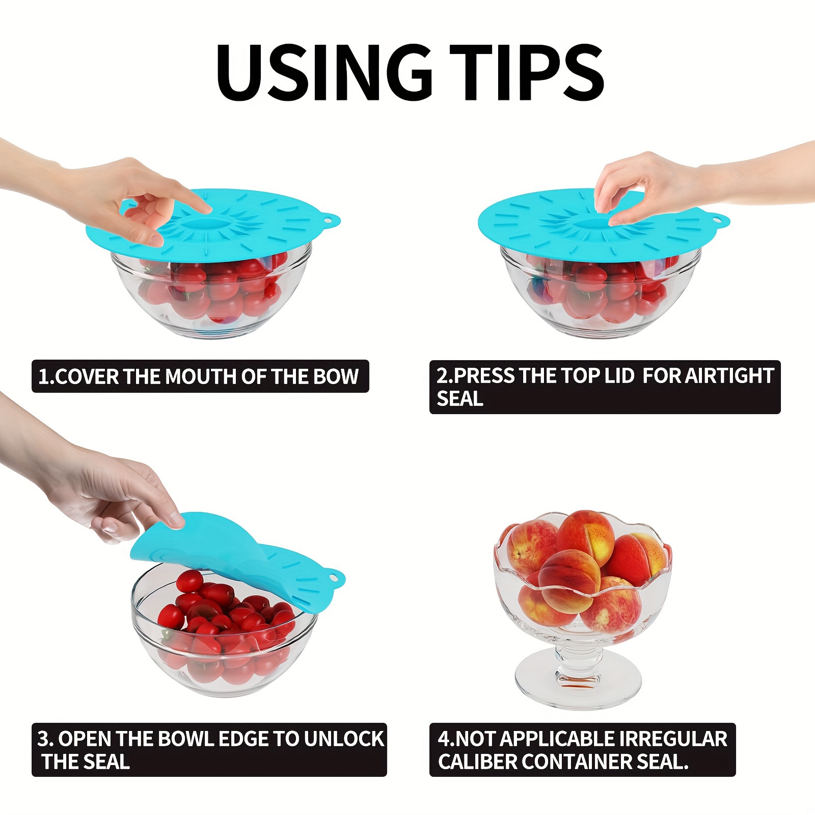 5-Piece Silicone Lids, Heat-Re - Commercial Kitchen Pots And Pans 评论和价格